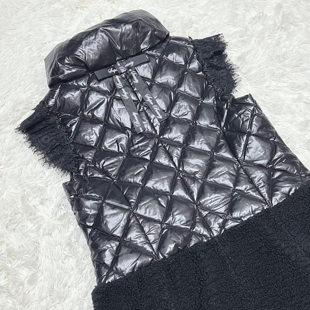 スーパービューティー　ダウンロングジレ ダウンベスト　ボア　レース　切り替え40