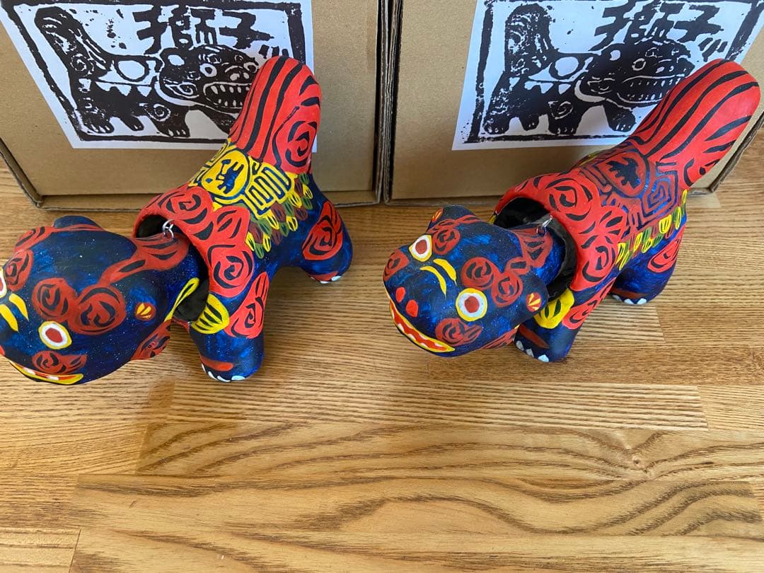 特注品 琉球張子 豊永盛人 ロードワークス シーサー2体セット 阿吽