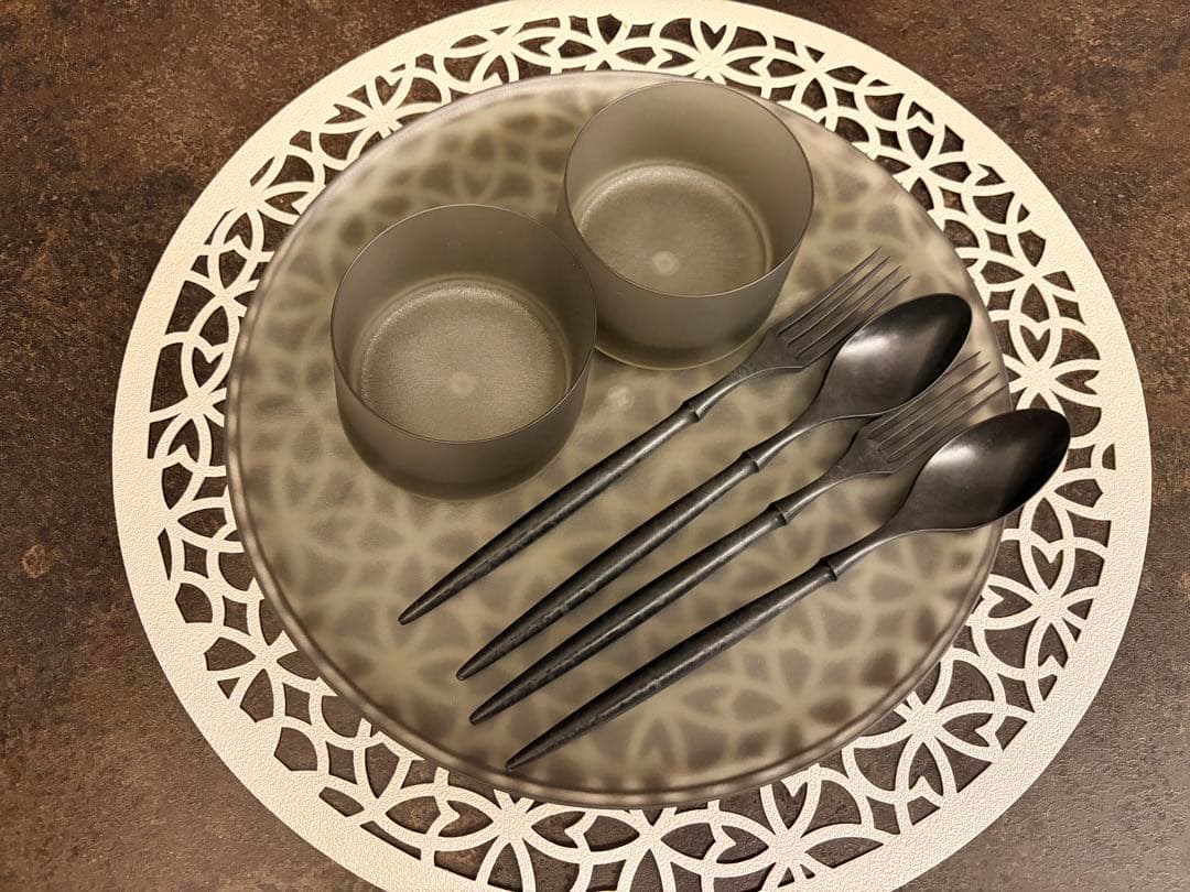 天音むさん専用！黒系➕青系ARAS 大皿斜め小鉢 カトラリー 2ずつ✖️2ペア