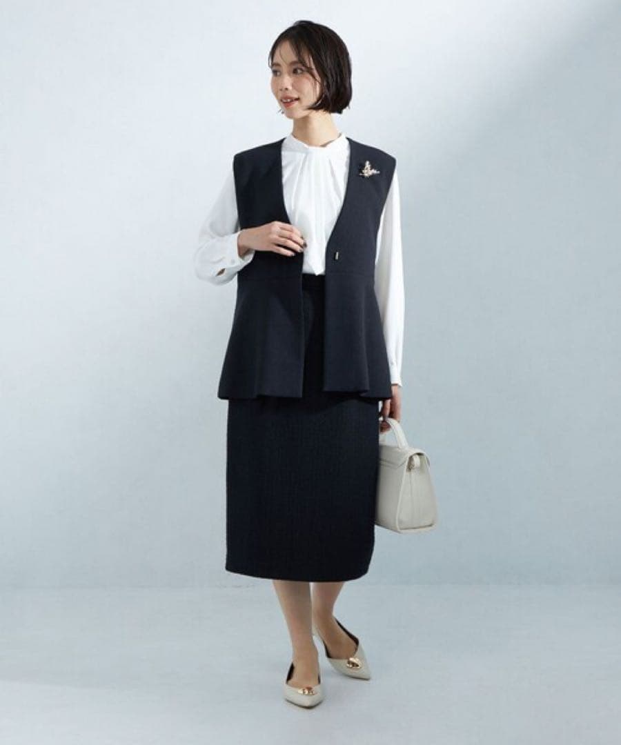 green label relaxing ソフト ジョーゼット ペプラム ジレ