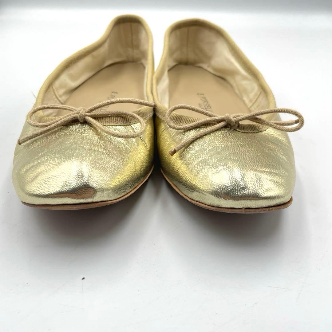 良品✨E.PORSELL バレエシューズ　フラットシューズ　ゴールド　23cm