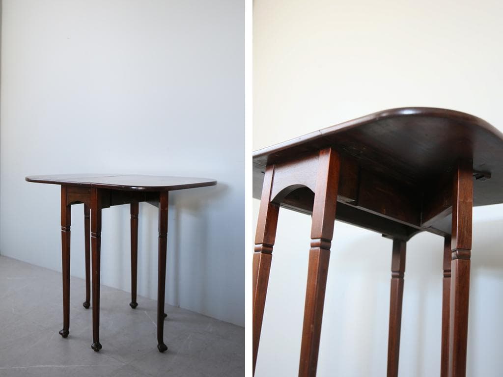 英国アンティーク木製ゲートレッグテーブル/ダイニング机/バタフライ(92-62)