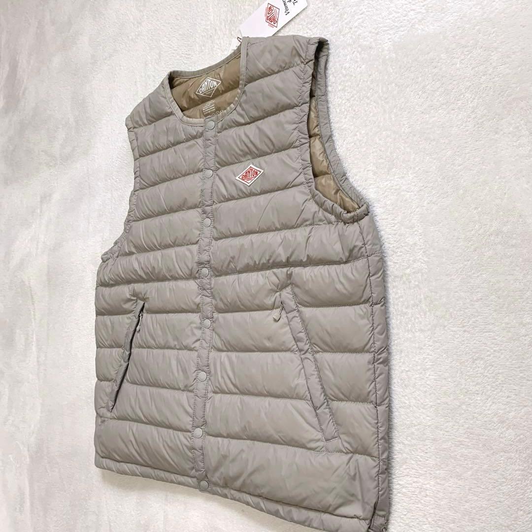 新品タグ付　DANTON ダントン　ダウンベスト　36 グレージュ　丸首