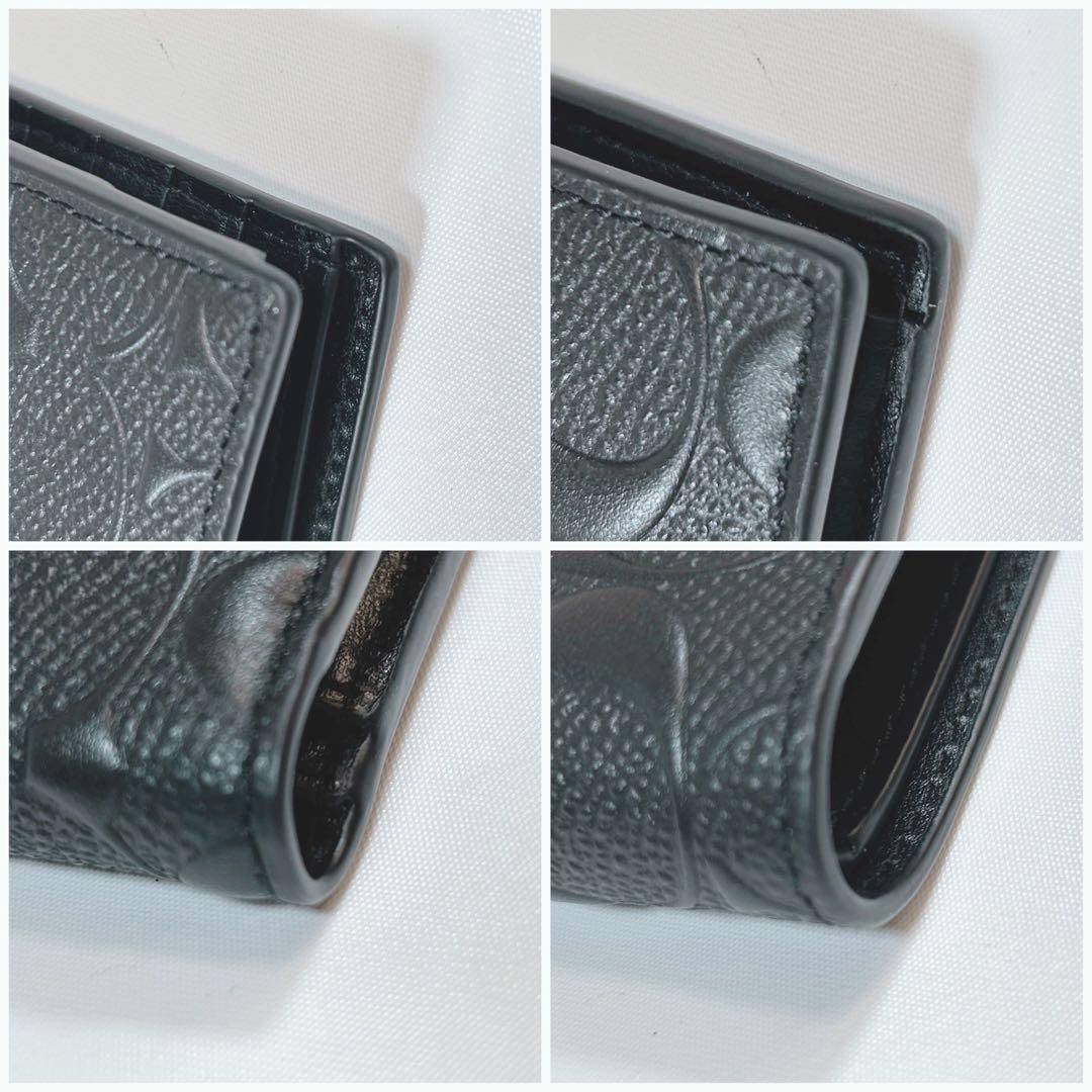 COACH 折り財布 新品 ブラック エンボス お札入れ 小銭入れ