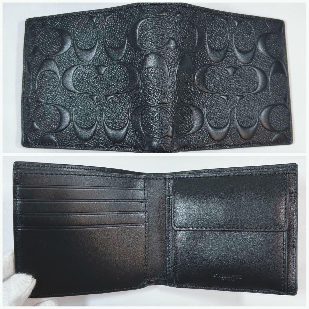 COACH 折り財布 新品 ブラック エンボス お札入れ 小銭入れ