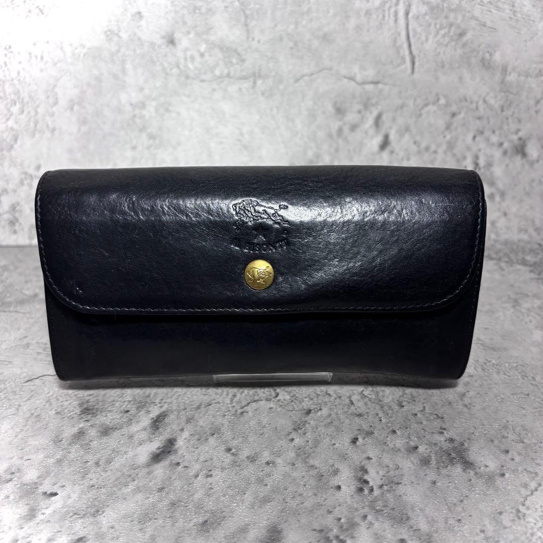 【MASA_KUN！】イルビゾンテ ILBISONTE フラップ長財布 黒