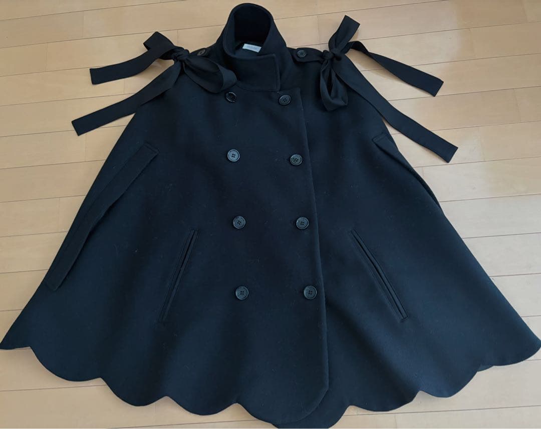 Bibiy MELINDA CAPEポンチョ　マント　ケープコート　ブラック