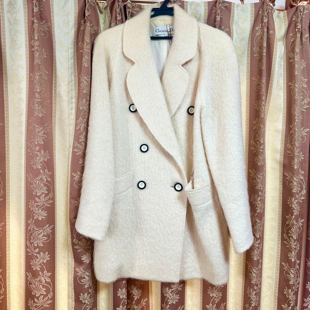 Christian Dior アイボリー ダブルコート ピーコート