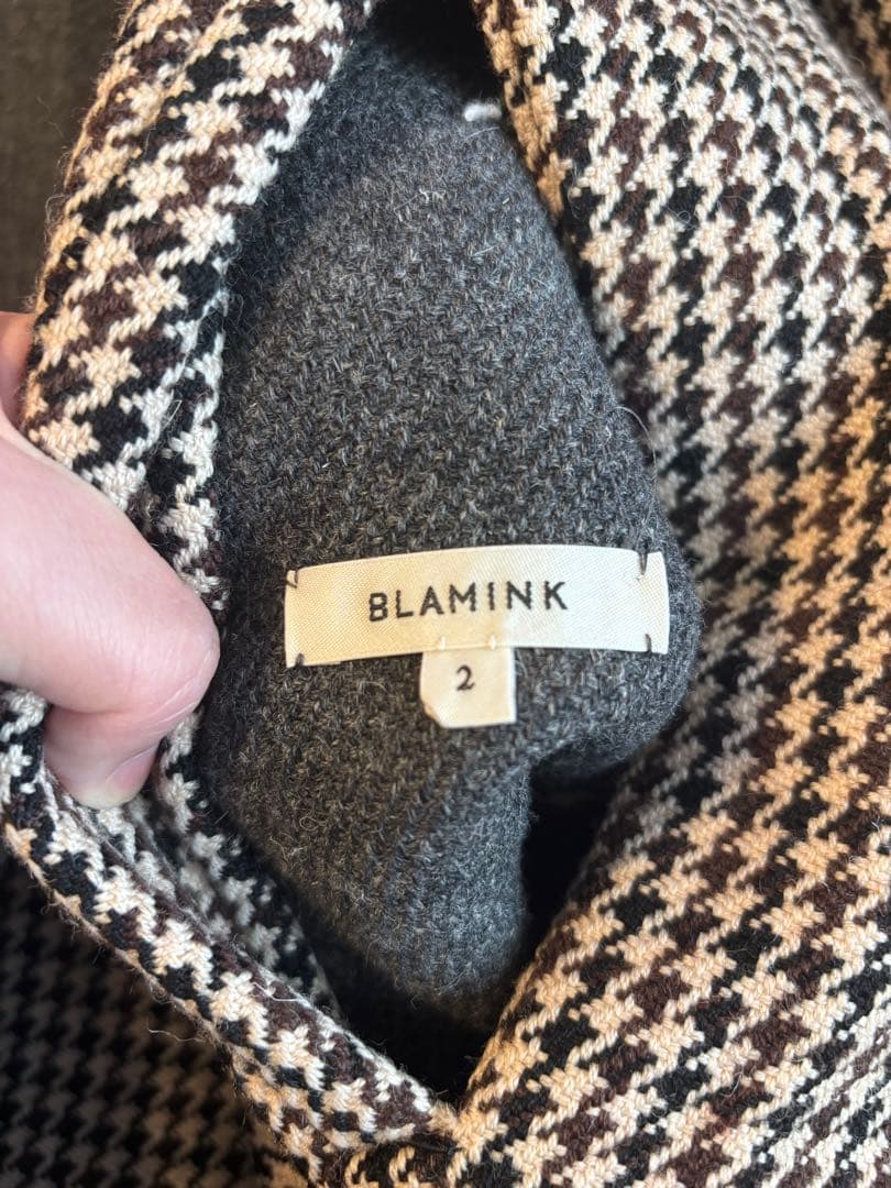 やんぼ　ブラミンク コート　リバーシブル　ウール　千鳥格子