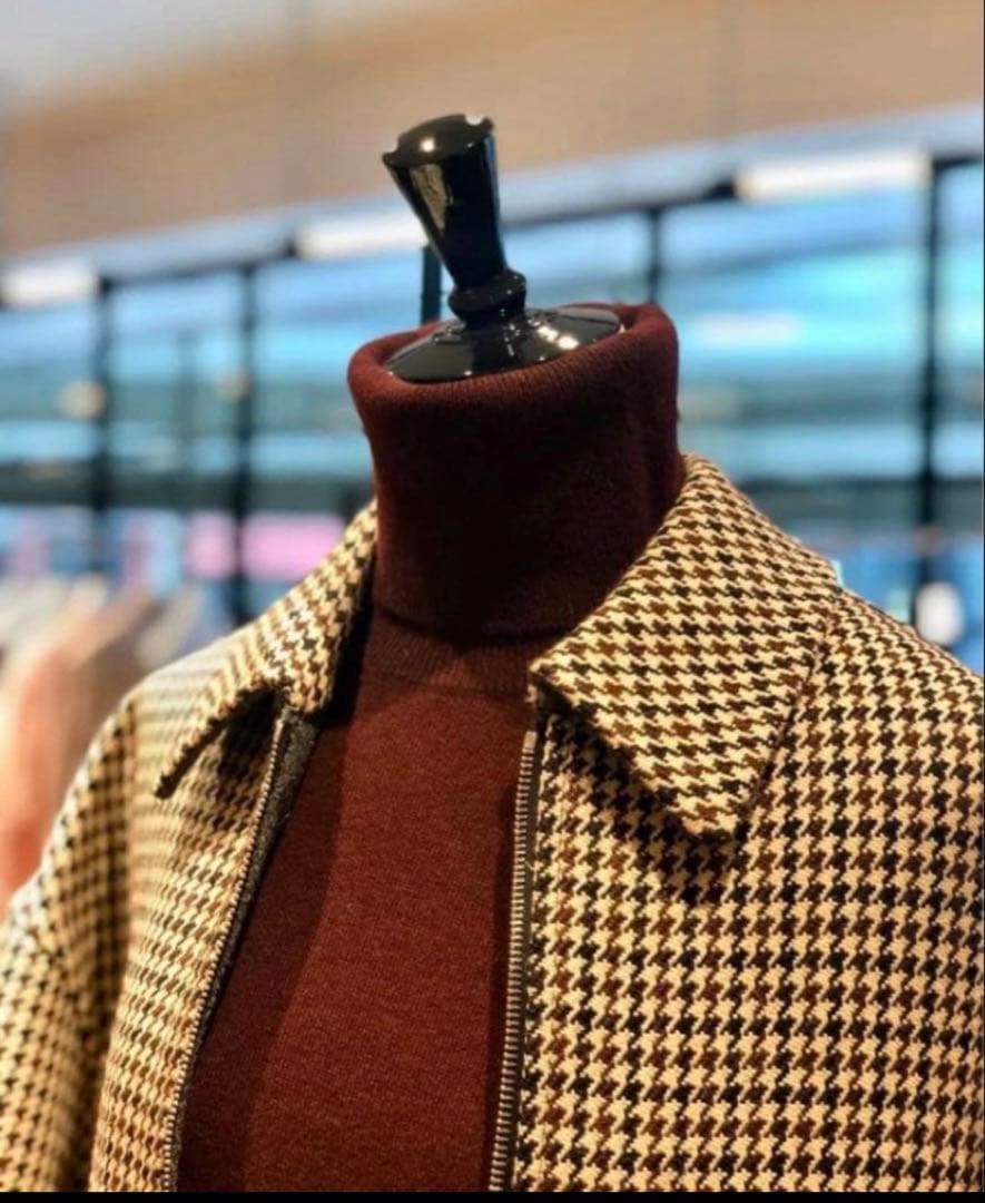 やんぼ　ブラミンク コート　リバーシブル　ウール　千鳥格子