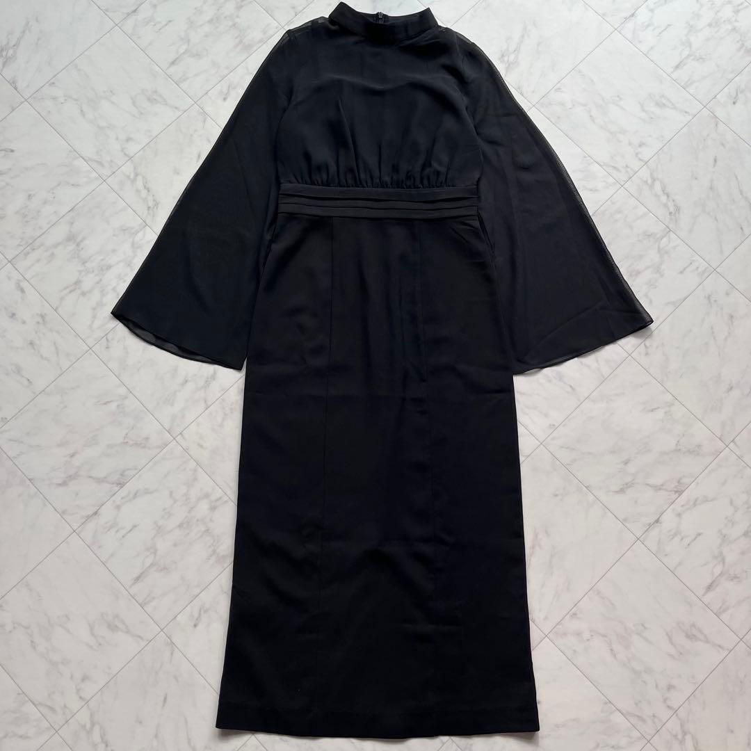 atlo スリットスリーブ　ジレ付きロングワンピース　オケージョン　ブラック　M