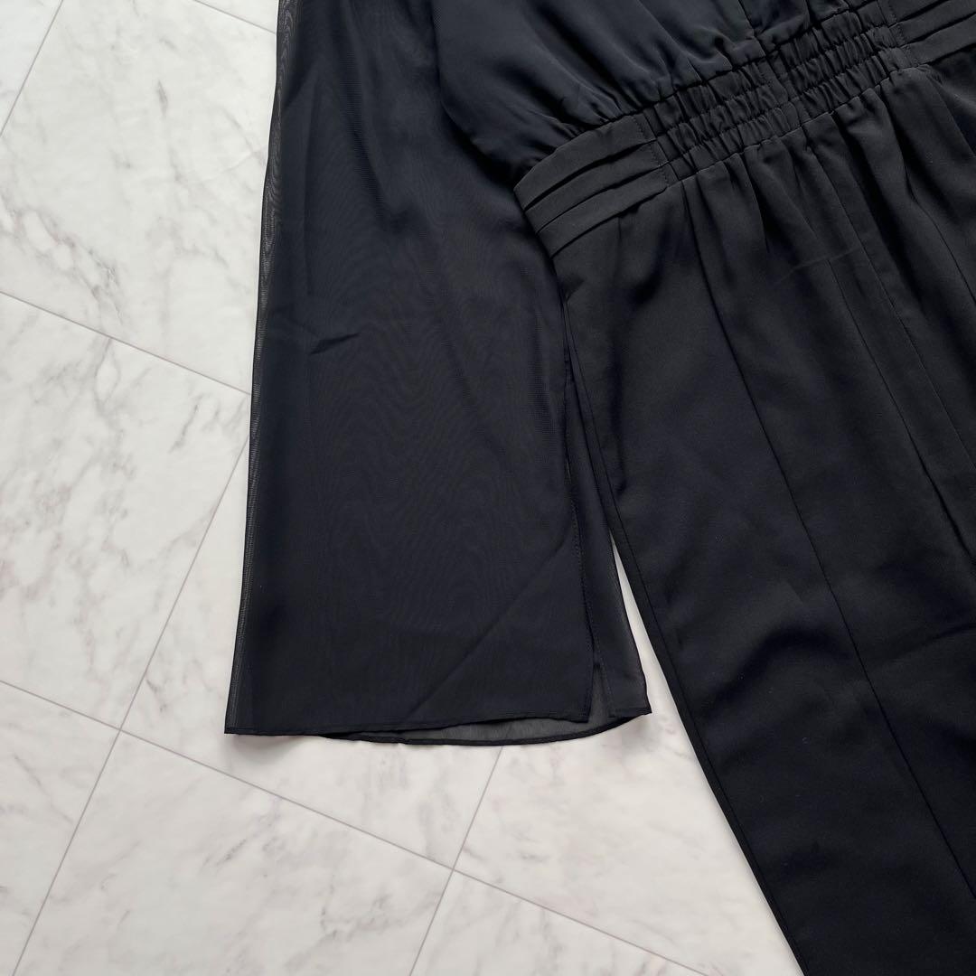 atlo スリットスリーブ　ジレ付きロングワンピース　オケージョン　ブラック　M