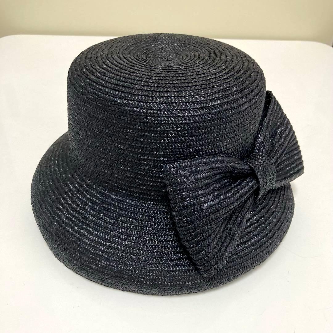 しおり様★イタリア製 GREVI フロントリボン ストローハット 麦わら帽子　黒