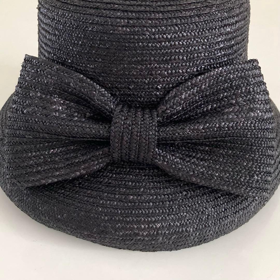 しおり様★イタリア製 GREVI フロントリボン ストローハット 麦わら帽子　黒