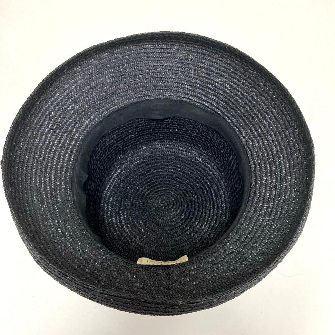 しおり様★イタリア製 GREVI フロントリボン ストローハット 麦わら帽子　黒