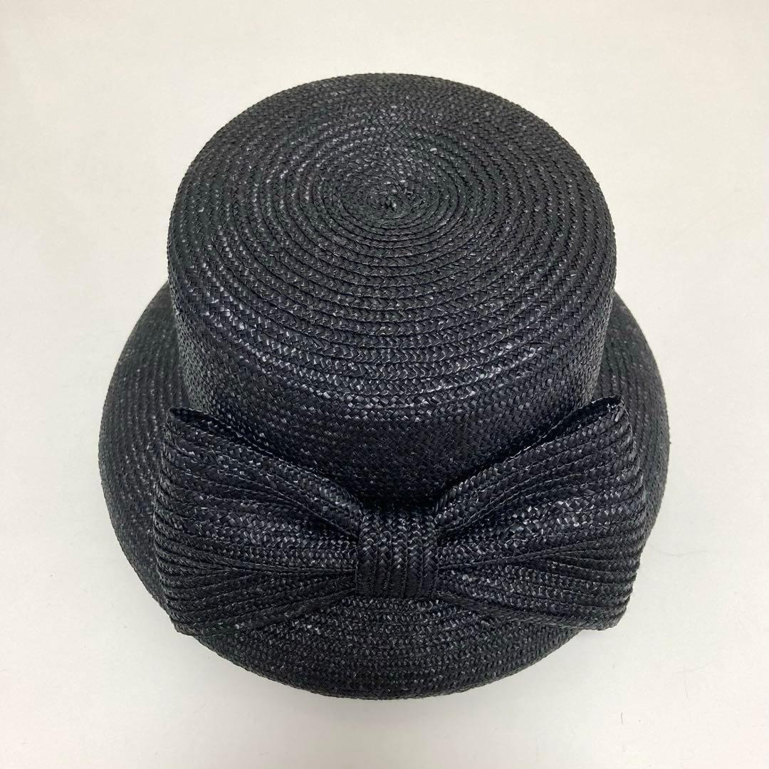 しおり様★イタリア製 GREVI フロントリボン ストローハット 麦わら帽子　黒