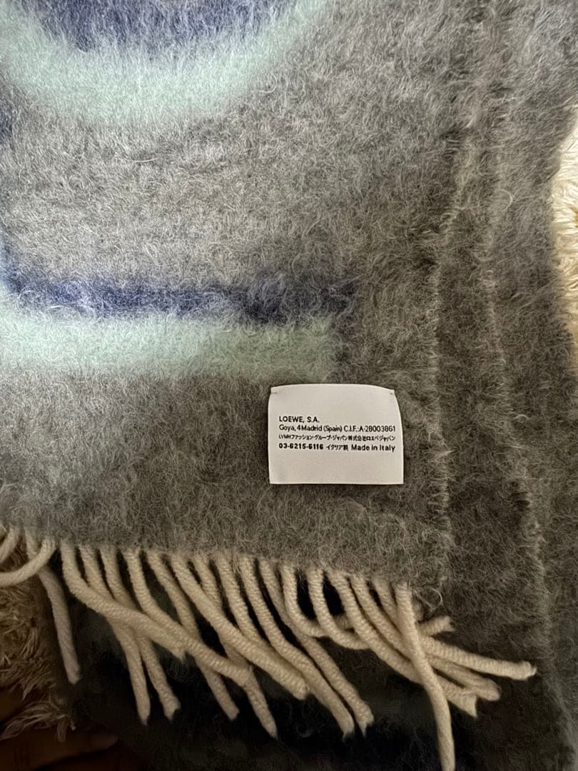 LOEWE ロエベ ロゴ入り大判マフラー モヘア ウール