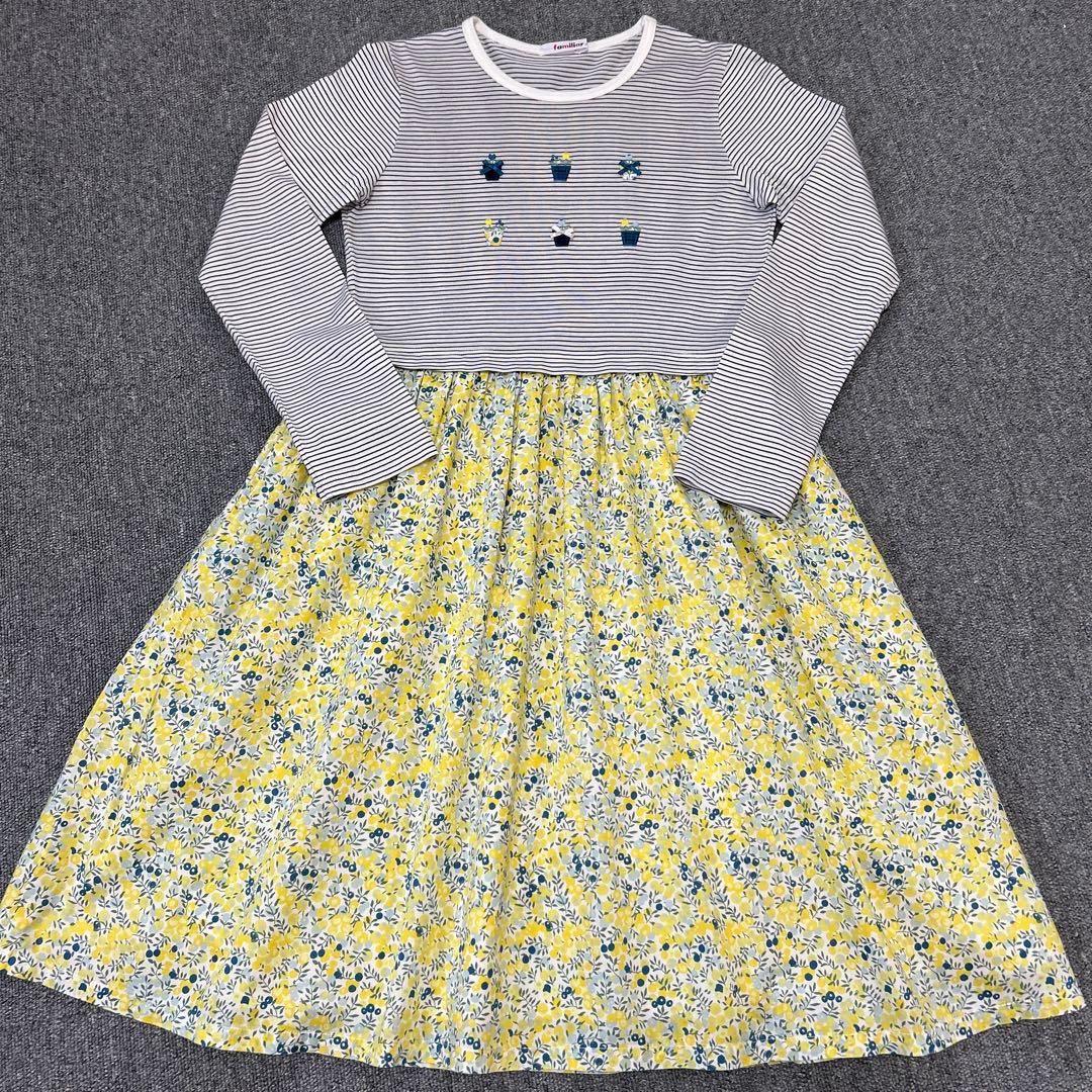 ファミリア　リバティ長袖ワンピース150