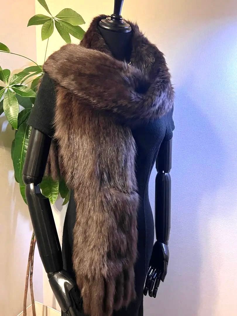 ロシアンセーブルヤーンポケット付きロングマフラー☆