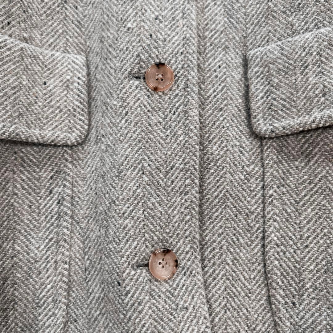 近年 マーガレットハウエル ネップヘリンボーン ツイード ラグランコート ロング