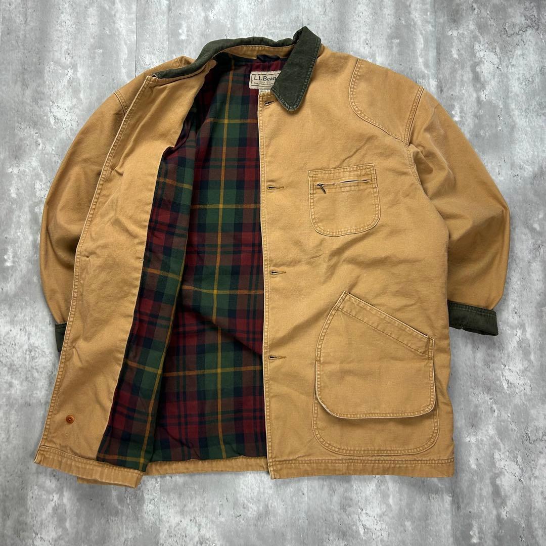 エルエルビーン 内チェックダック地ハンティングジャケットベージュ2XL 5906