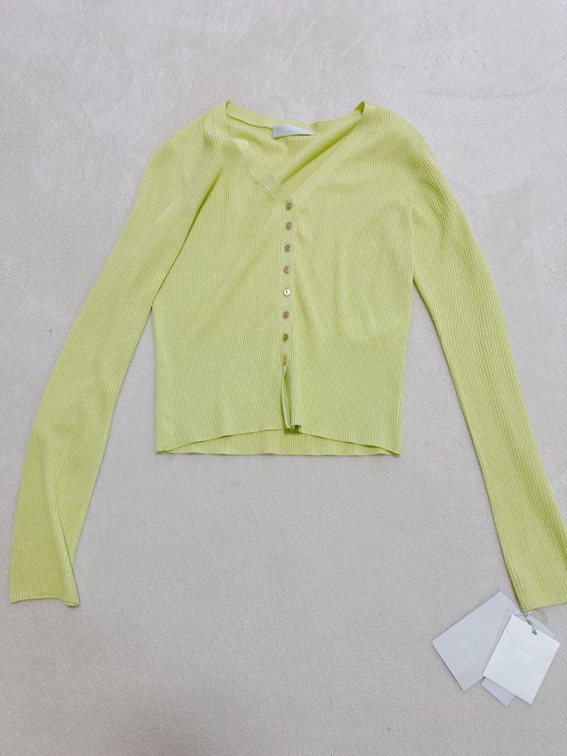 【新品】CELFORD バルーンチュールワンピース＆カーディガン 38 ライム