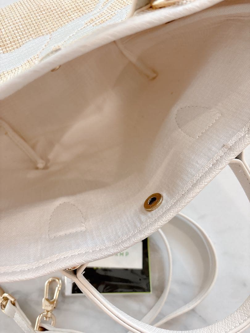 【美品】ロンシャン プリアージュ・サントロペ ミニかごバッグ ホワイト