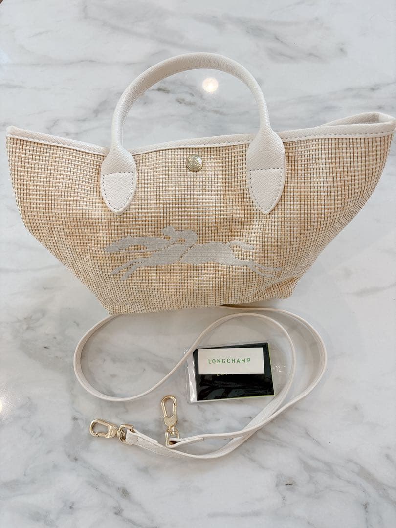 【美品】ロンシャン プリアージュ・サントロペ ミニかごバッグ ホワイト