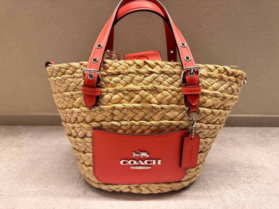 COACH かごバッグ レッド　オレンジ　【値下げ】