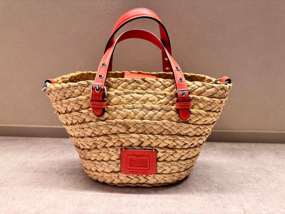 COACH かごバッグ レッド　オレンジ　【値下げ】
