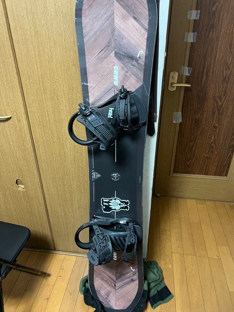 スノーボード CRWU ブラック/グリーン ビンディング付き