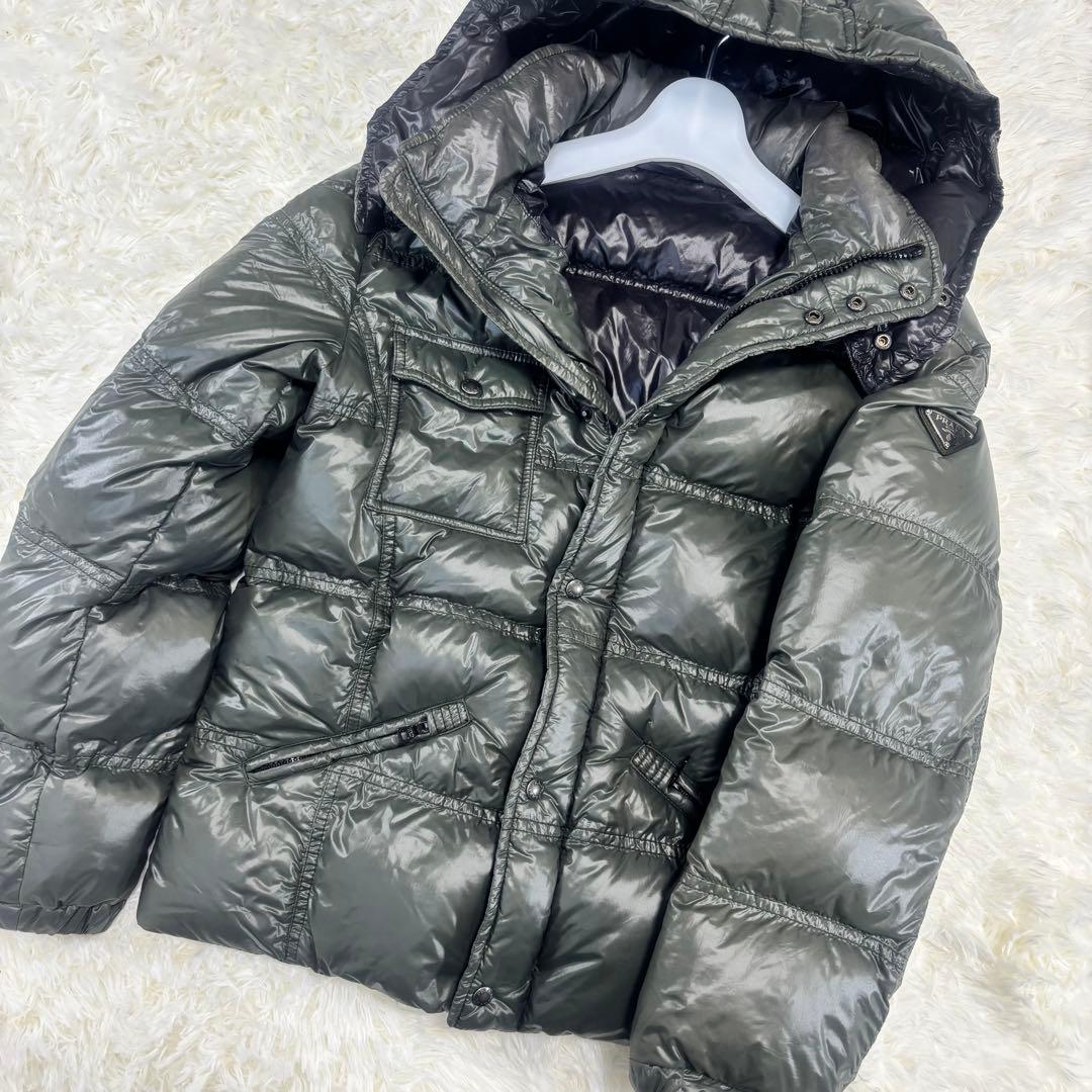 PRADA ダウンジャケット 三角ロゴ オリーブ グリーン サイズ10