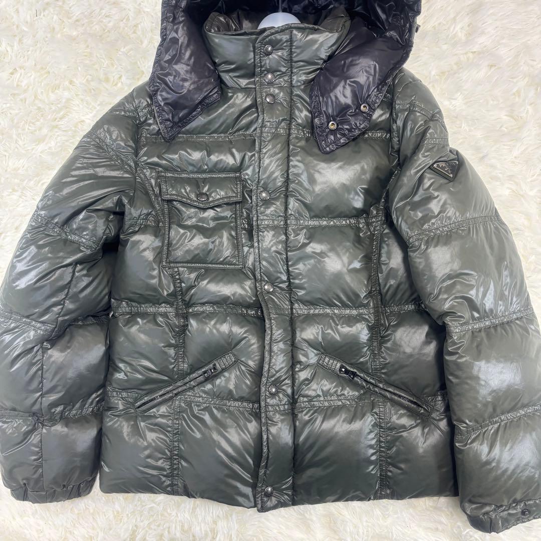 PRADA ダウンジャケット 三角ロゴ オリーブ グリーン サイズ10