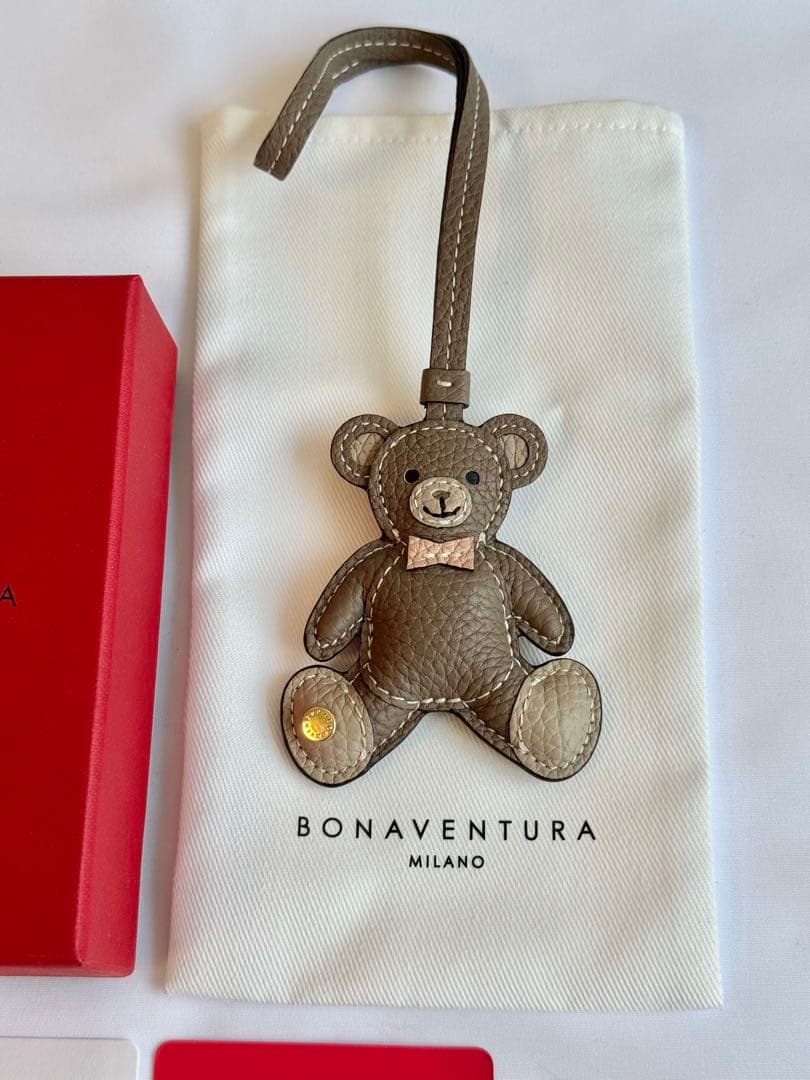 新品BONAVENTURA アニマルチャームベア限定色エトープ×アーモンドピンク