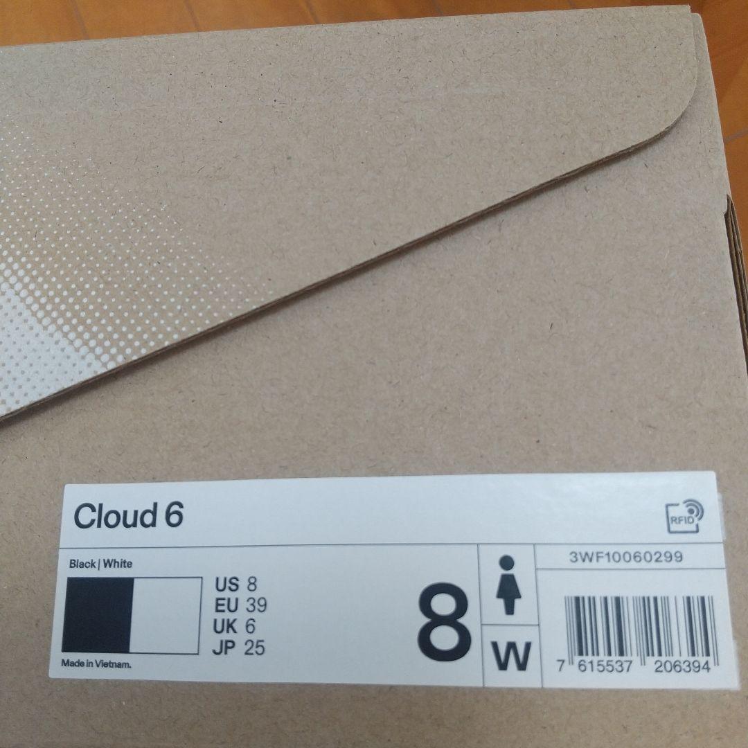 On Cloud6 スニーカー ブラックホワイト　レディース 25cm