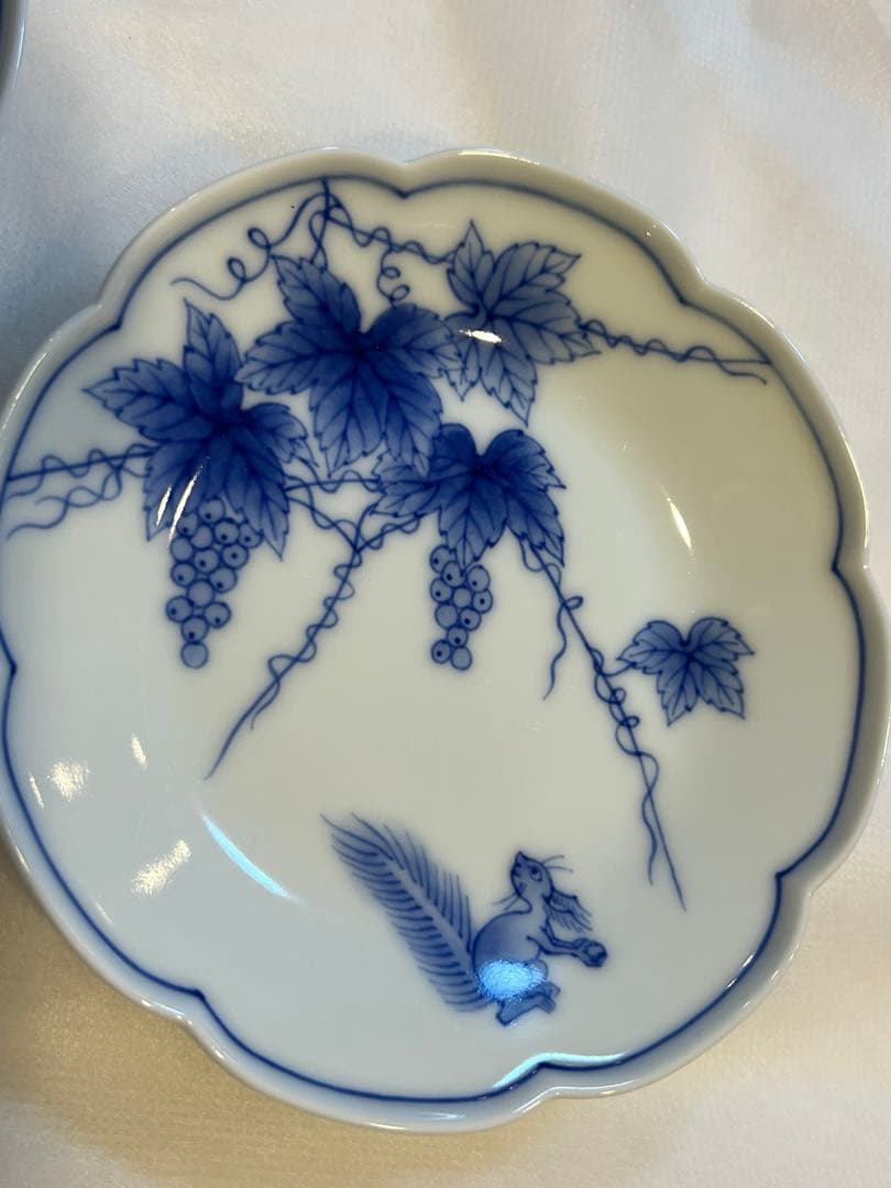 【未使用自宅保管】 辻精磁社　有田焼 栗鼠葡萄　皿　2枚