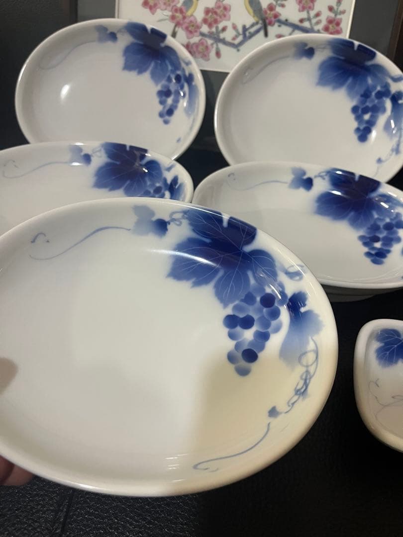 深川製磁　ブルーワイナリー楕円皿5枚 豆皿3枚