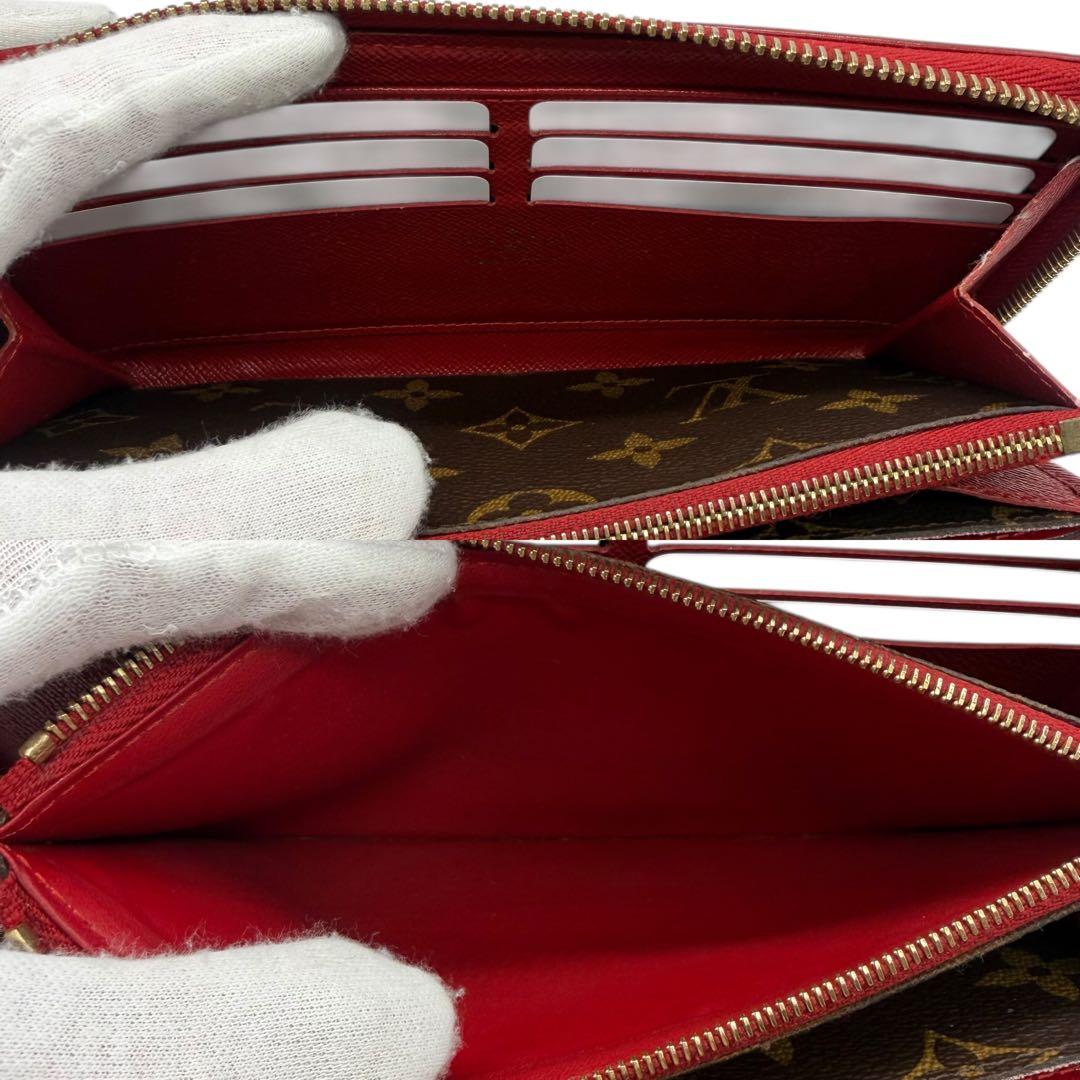 ルイヴィトン　ジッピーウォレット　レティーロ　ラウンドファスナー　モノグラム　赤