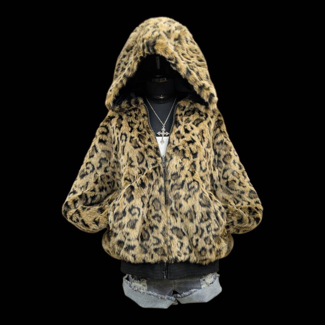 平成ギャル y2k グランジリバーシブル ファーブルゾン レオパード