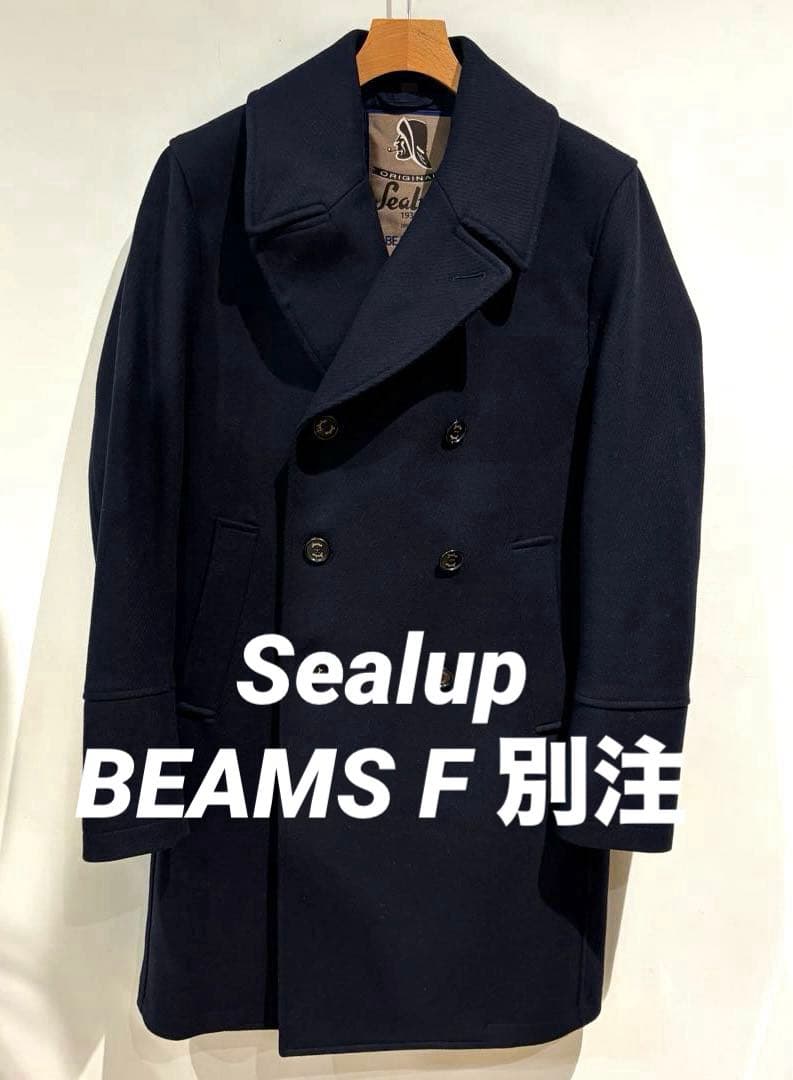 【美品】Sealup BEAMS F別注 ロングピーコート ネイビー 46