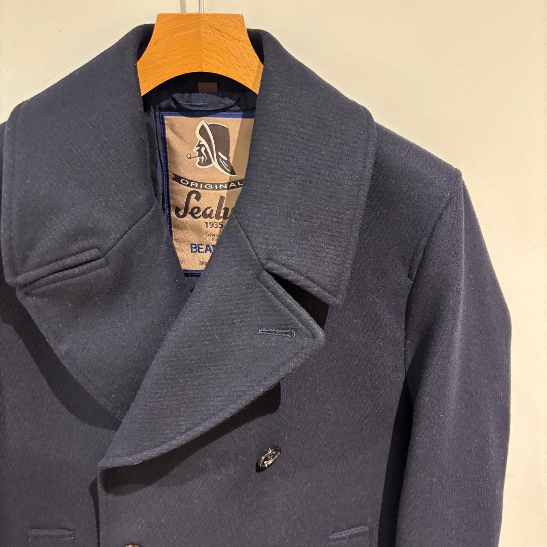 【美品】Sealup BEAMS F別注 ロングピーコート ネイビー 46