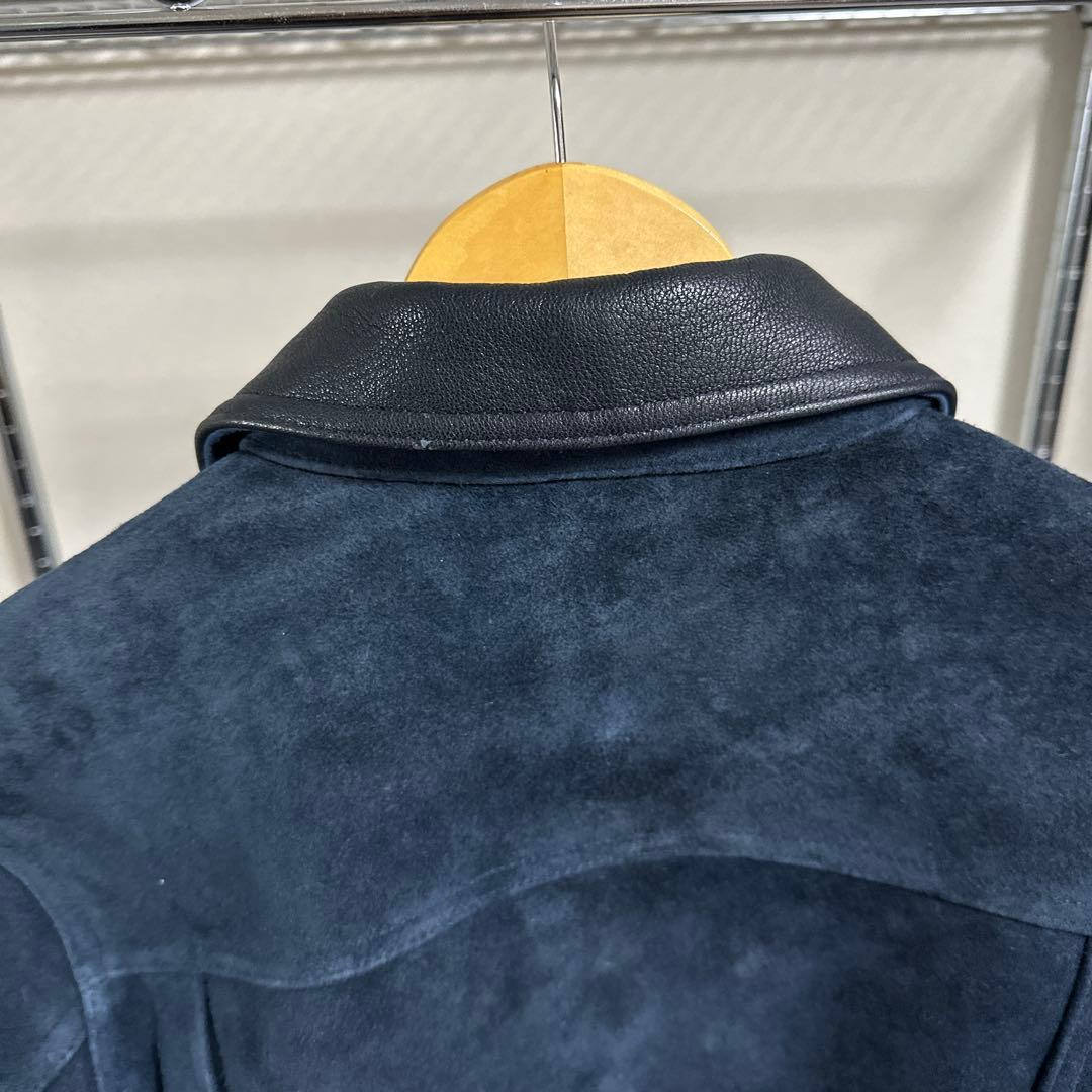 インディゴブルー 1.4mm厚 ゴートレザー 頭層スエード Type3 M