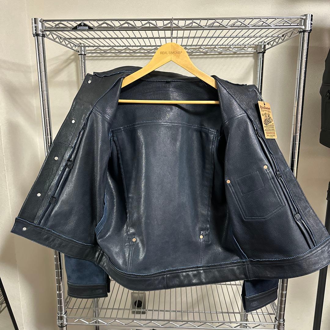 インディゴブルー 1.4mm厚 ゴートレザー 頭層スエード Type3 M