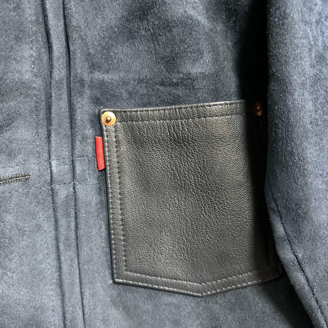 インディゴブルー 1.4mm厚 ゴートレザー 頭層スエード Type3 M