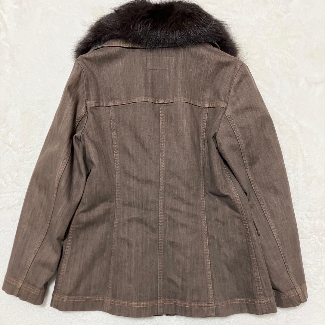美品 バーバリーロンドン 40 ライナー ファー デニムジャケット ノバチェック