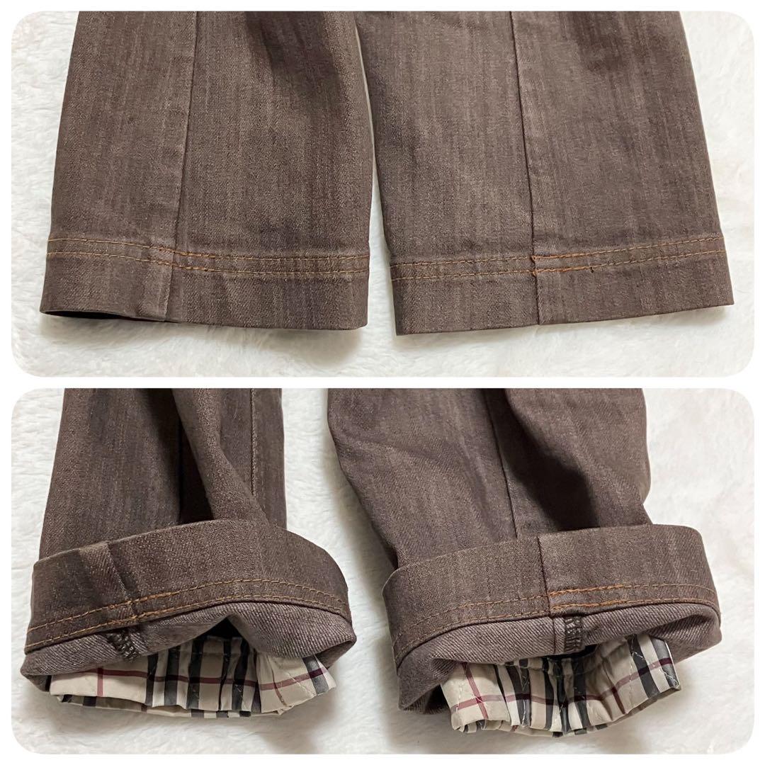 美品 バーバリーロンドン 40 ライナー ファー デニムジャケット ノバチェック