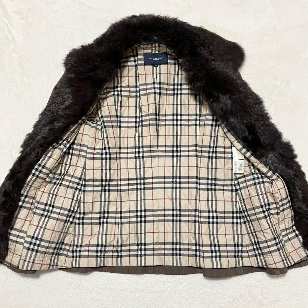 美品 バーバリーロンドン 40 ライナー ファー デニムジャケット ノバチェック