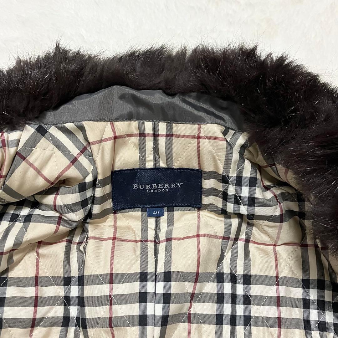 美品 バーバリーロンドン 40 ライナー ファー デニムジャケット ノバチェック