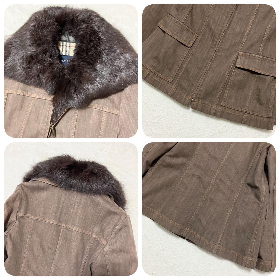 美品 バーバリーロンドン 40 ライナー ファー デニムジャケット ノバチェック
