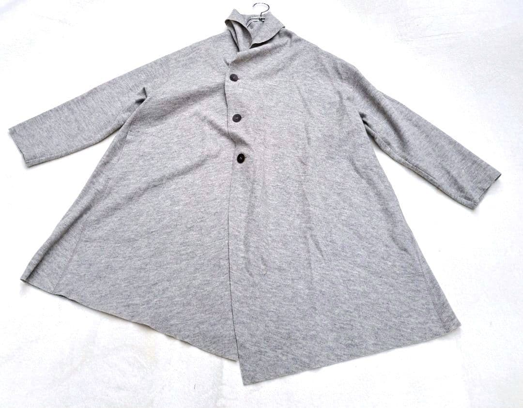 223　美品　ヨーガンレール　ウール100%コート　変形ハイネック M